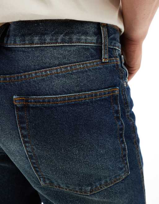 ASOS DESIGN straight leg jeans in dark wash blue, 4 of 5