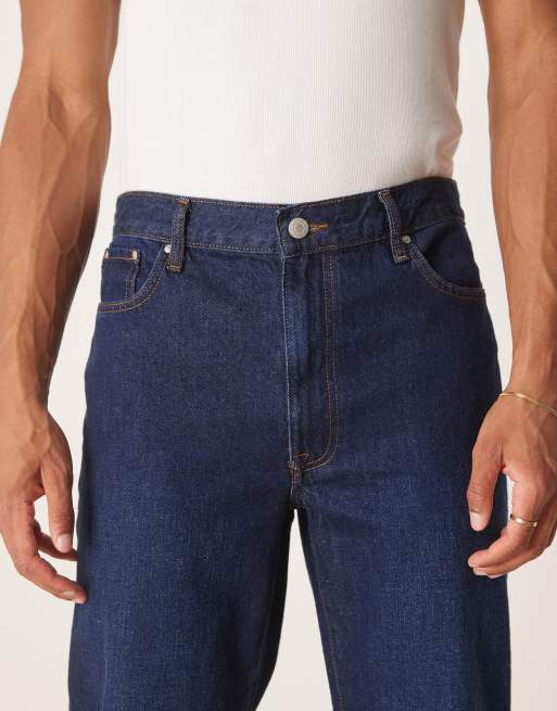 ASOS DESIGN straight leg jeans in dark wash blue
