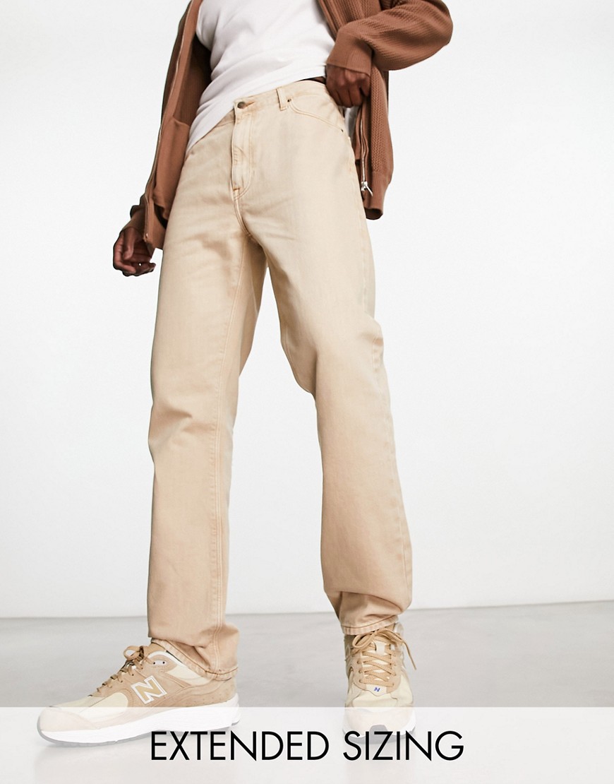 Asos Design Straight Leg Jeans In Ecru-white