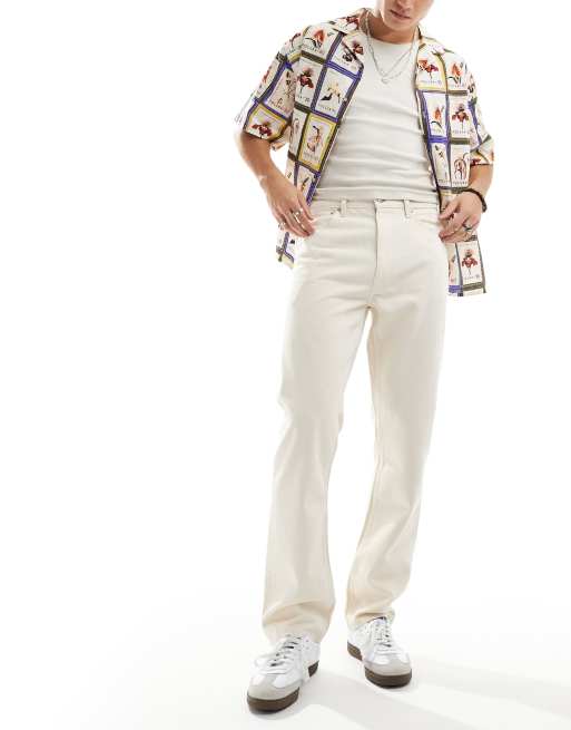 ASOS DESIGN straight leg jeans in ecru, 3 of 5