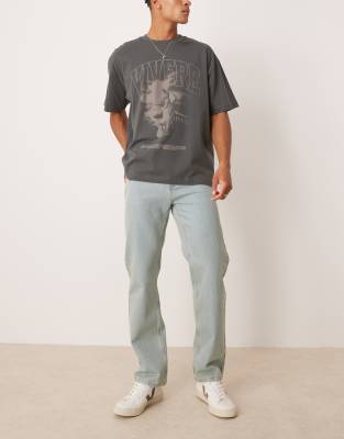 ASOS DESIGN straight leg jeans in green tint 8490₽