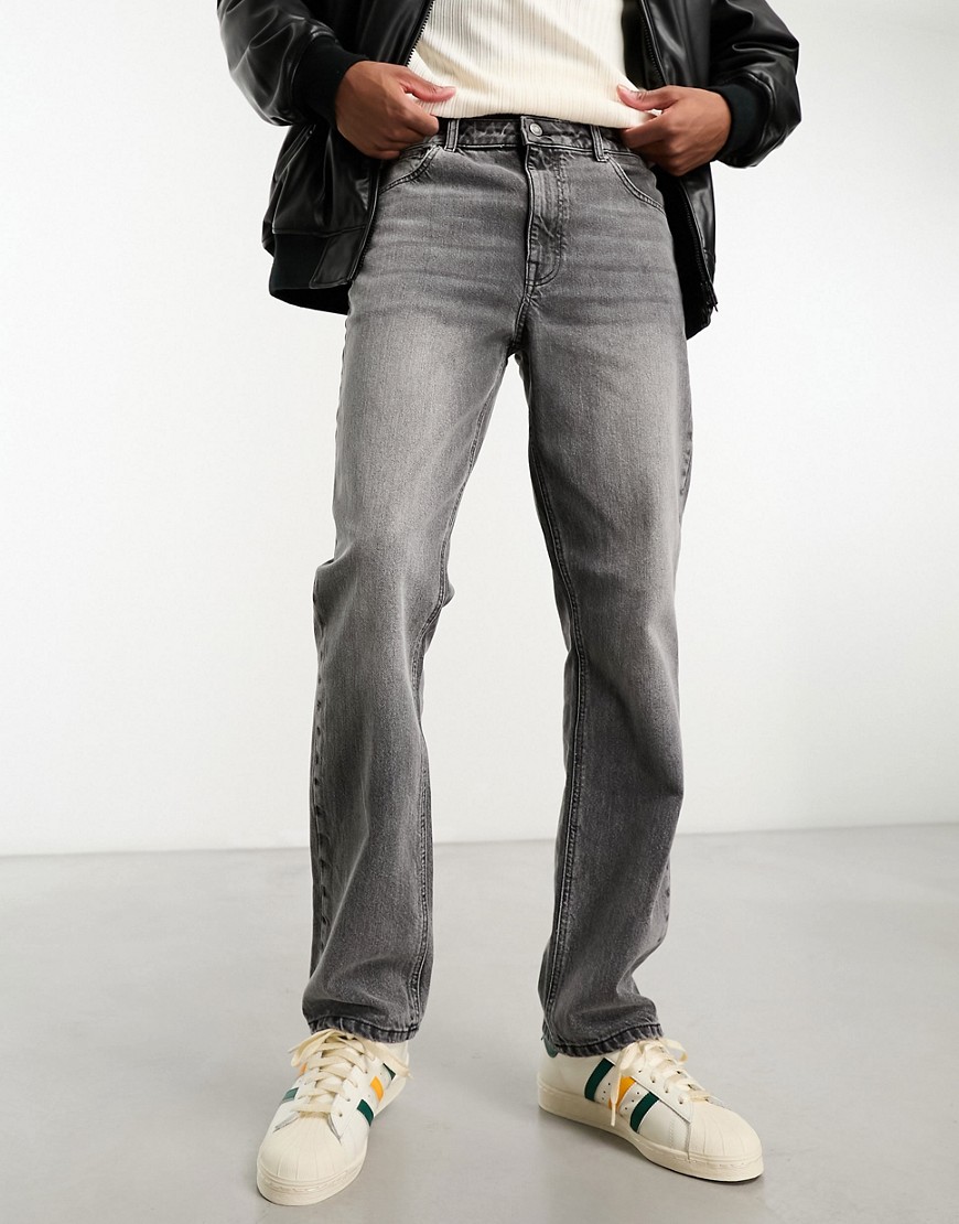 ASOS DESIGN straight leg jeans in grey wash-Black