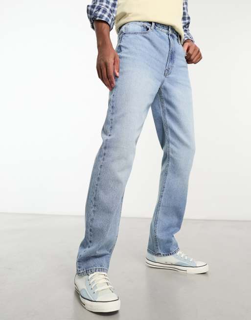 ASOS DESIGN straight leg jeans in light wash blue