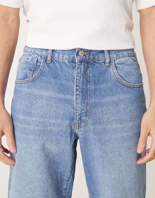 ASOS DESIGN straight leg jeans in light wash blue