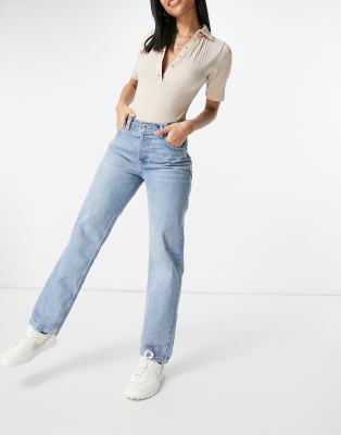 straight leg light wash jeans