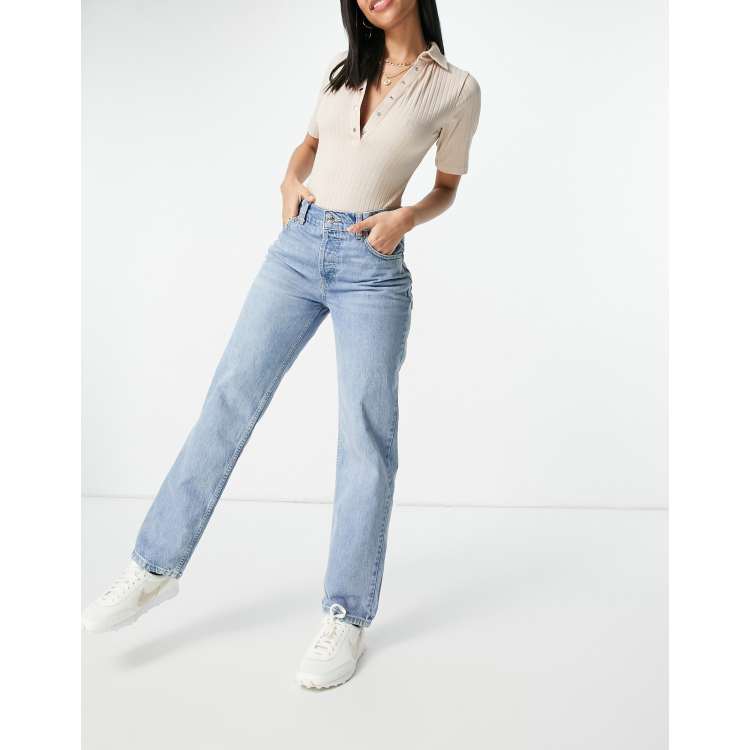 ASOS DESIGN Tie Detail Straight Leg Jeans