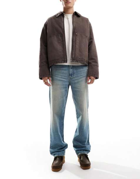 ASOS DESIGN straight leg jeans in mid blue wash - view 1