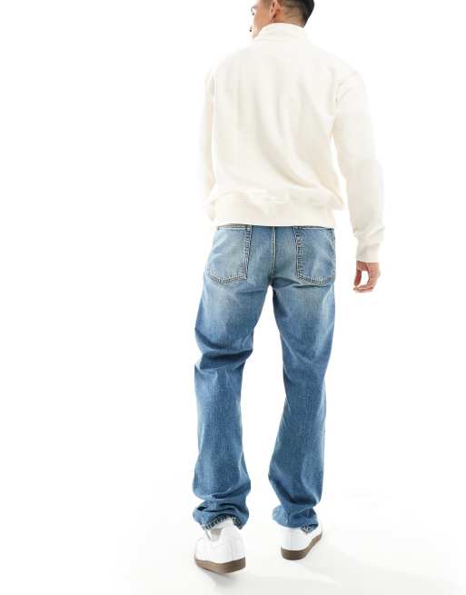 ASOS DESIGN straight leg jeans in mid wash blue, 5 of 5