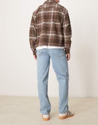 ASOS DESIGN straight leg jeans in mid wash blue