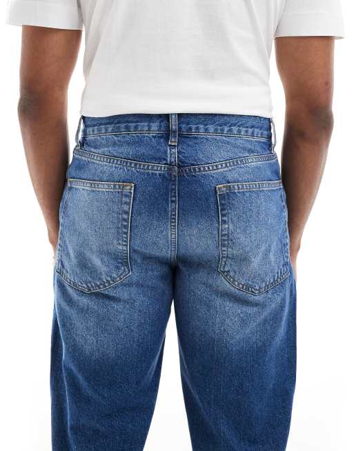 ASOS DESIGN straight leg jeans in mid wash blue, 4 of 5