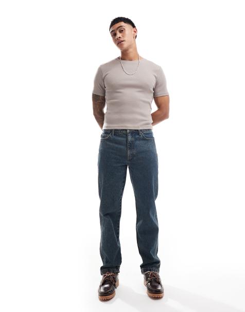ASOS DESIGN straight leg jeans in mid wash with seam detail - view 1