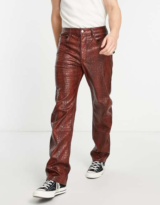 Asos mens leather on sale pants