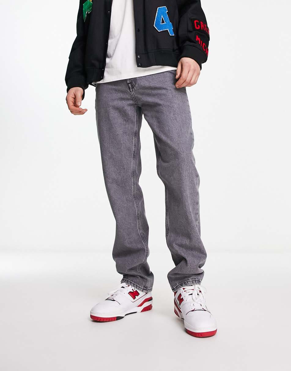 ASOS DESIGN straight leg jeans in vintage washed black