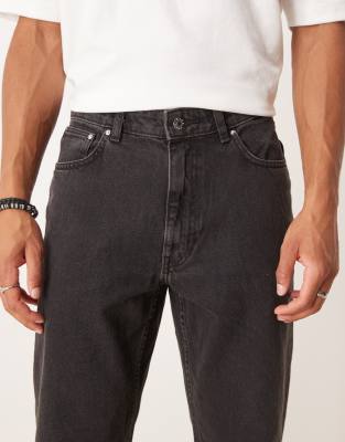 ASOS DESIGN straight leg jeans in washed black 