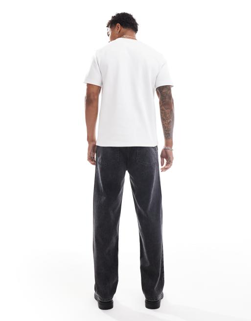 ASOS DESIGN straight leg jeans in washed black , 2 of 5