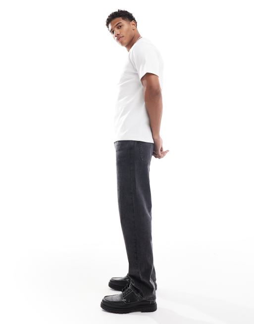 ASOS DESIGN straight leg jeans in washed black , 3 of 5