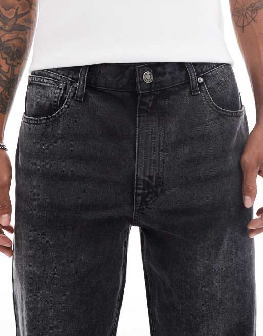 ASOS DESIGN straight leg jeans in washed black , 4 of 5