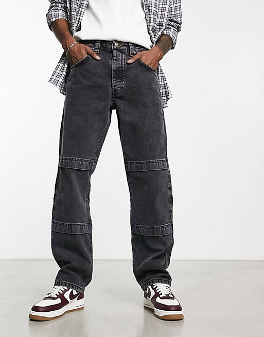 ASOS DESIGN straight leg jeans in y2k with panel details in washed