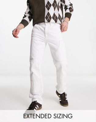 ASOS DESIGN straight leg jeans with carpenter detail in white - ASOS Price Checker