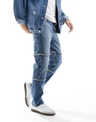 Straight-Leg Jeans with Contrasting Panels