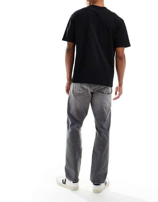 ASOS DESIGN straight leg jeans with stretch in gray wash, 2 of 5