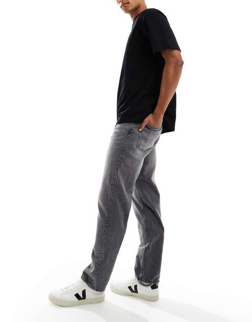 ASOS DESIGN straight leg jeans with stretch in gray wash, 3 of 5