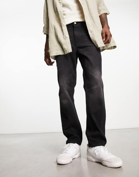ASOS DESIGN straight leg jeans with stretch in vintage washed black - view 1
