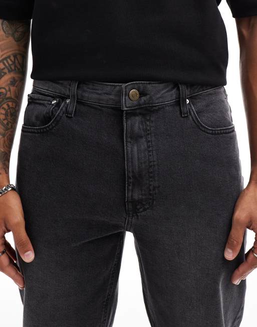 ASOS DESIGN straight leg jeans with stretch in washed black, 5 of 5