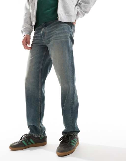 ASOS DESIGN straight leg jeans with tint in mid wash blue