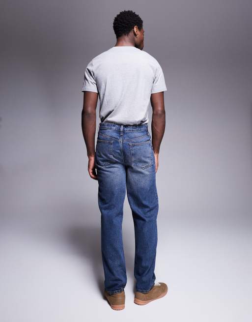 ASOS DESIGN straight leg jeans with vintage tint in dark wash blue, 3 of 5