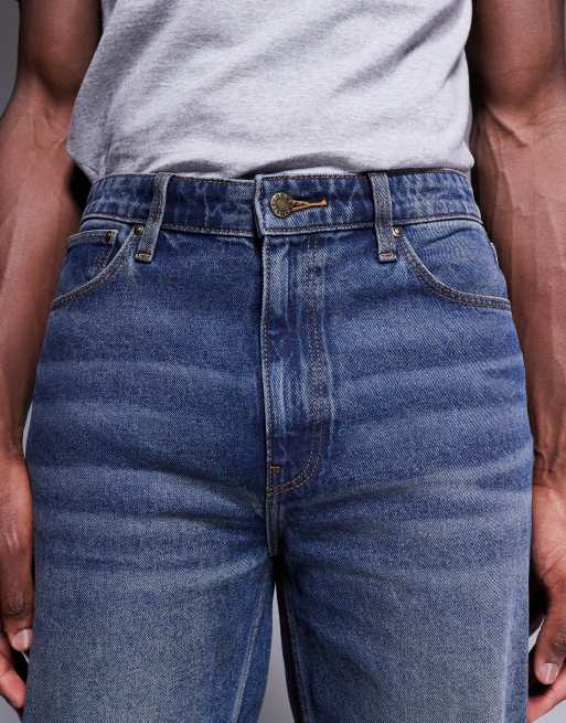 ASOS DESIGN straight leg jeans with vintage tint in dark wash blue, 5 of 5