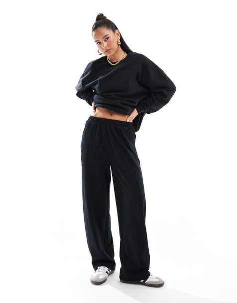 Girls Black Wide Leg Joggers