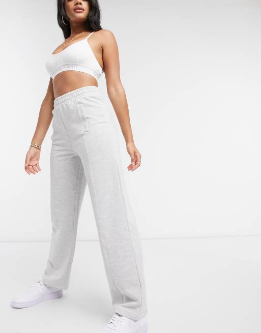 Fluid High-Waist Straight-Leg Joggers in Grey Marl