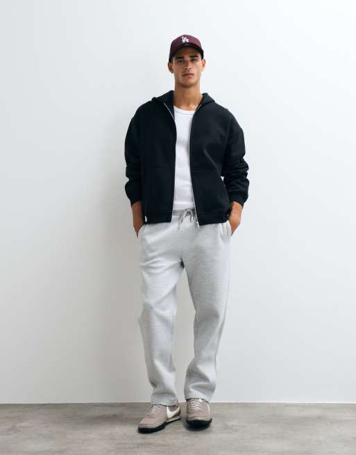 ASOS DESIGN straight leg jogger in scuba-style fabric in grey, 2 of 5