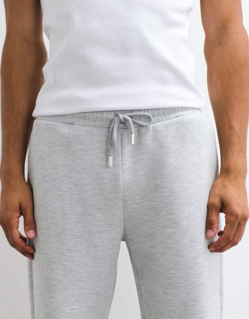 ASOS DESIGN straight leg jogger in scuba-style fabric in grey, 4 of 5