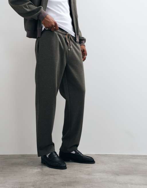 ASOS DESIGN straight leg jogger in textured fabric in grey, 2 of 5