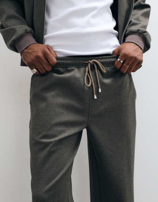 ASOS DESIGN straight leg jogger in textured fabric in grey, 3 of 5