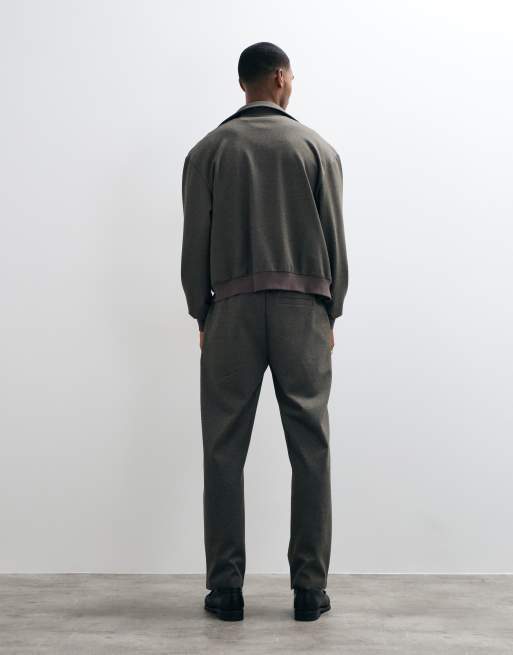 ASOS DESIGN straight leg jogger in textured fabric in grey, 4 of 5
