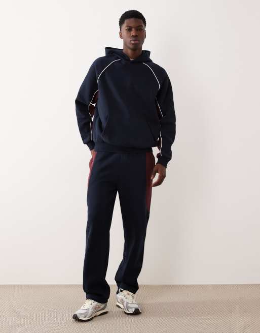ASOS DESIGN straight leg jogger with cut and sew in navy, 2 of 5