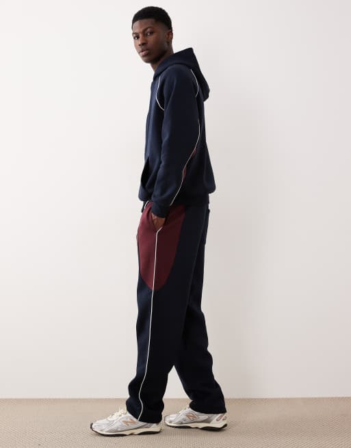 ASOS DESIGN straight leg jogger with cut and sew in navy, 3 of 5
