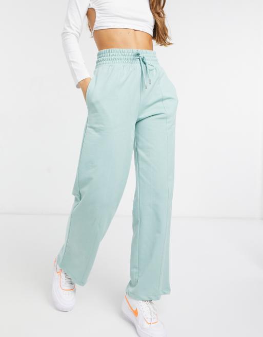 ASOS DESIGN straight leg joggers with pintucks in off white