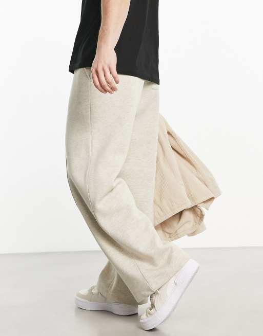 ASOS DESIGN straight leg joggers with pintucks in off white