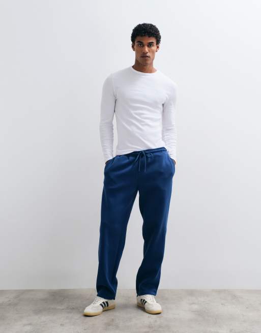 ASOS DESIGN straight leg jogger with piping in blue, 4 of 5