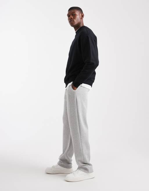 ASOS DESIGN straight leg jogger with side pipping in grey marl , 3 of 5