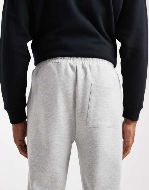 ASOS DESIGN straight leg jogger with side pipping in grey marl , 4 of 5
