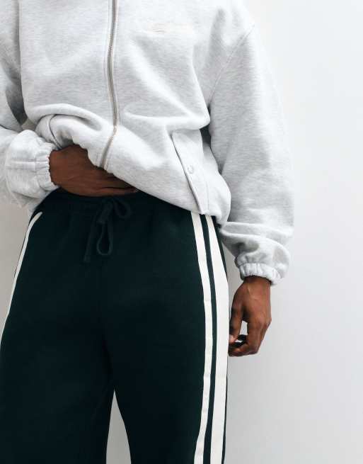 ASOS DESIGN straight leg jogger with woven tape in dark green, 5 of 5