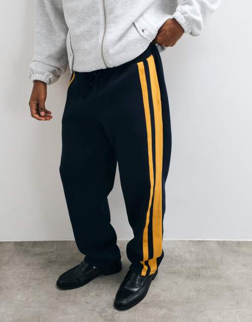 ASOS DESIGN straight leg jogger with woven tape in navy, 2 of 5