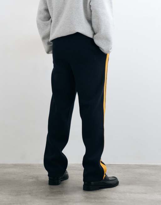 ASOS DESIGN straight leg jogger with woven tape in navy, 4 of 5