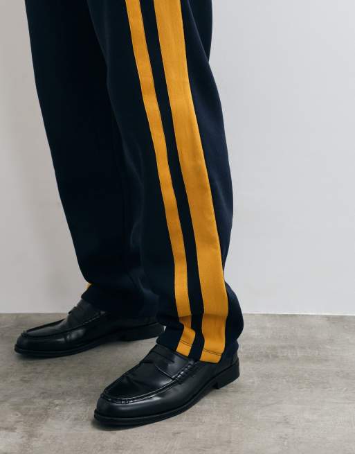 ASOS DESIGN straight leg jogger with woven tape in navy, 5 of 5