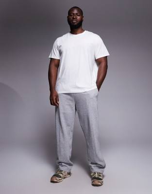 ASOS DESIGN ASOS DESIGN straight leg joggers with pin tuck details inn grey marl